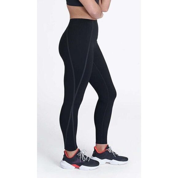 Spanx Large Black Leggings Every Wear Active Mesh Contour Printed Power Shaping - Picture 3 of 6